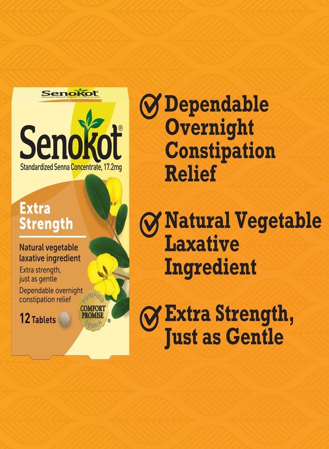 Senokot Extra Strength, 12 Tablets, Natural Vegetable Laxative Ingredient for Gentle Dependable Overnight Relief of Occasional Constipation - Image 2